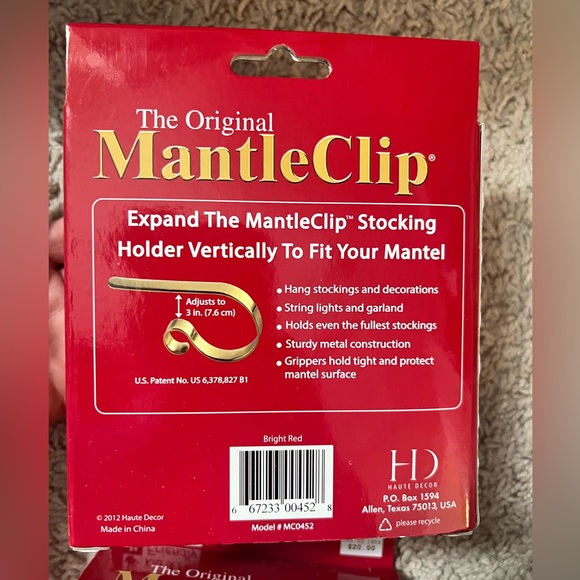 The Original Mantle Clip. 8 available. Red color. Adjusts to fit most mantles. - Picture 3 of 3